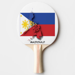 Raquette De Ping Pong PHILIPPINES DRAPEAU & CARTE Personnalisé