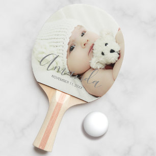 Raquette De Ping Pong Photo personnalisée avec nom et texte personnalisé