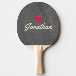 Raquette De Ping Pong Pierre d'Ardoise Sombre Cœur Vintage Signature