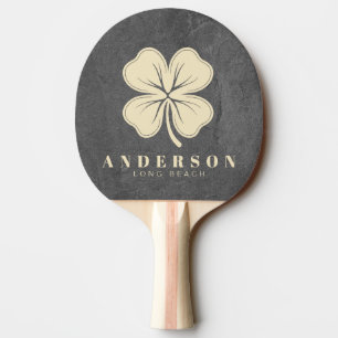 Raquette De Ping Pong Pierre d'Ardoise Sombre Trèfle à Quatre Feuilles a