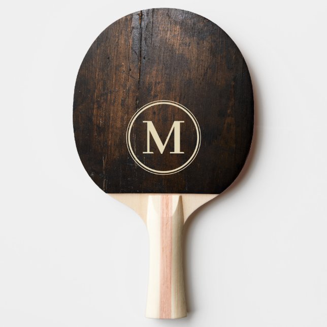 Raquette De Ping Pong Pierre de découpe sombre à monogramme (Devant)