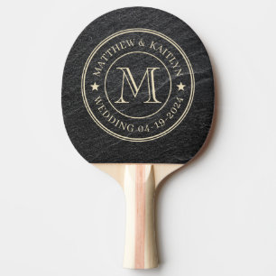 Raquette De Ping Pong Pierre de granit noir étoile de monogramme de mari