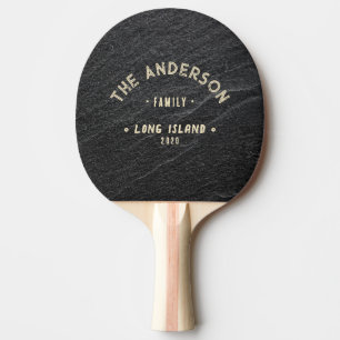 Raquette De Ping Pong Pierre de granit noir Nom de famille vintage bord 