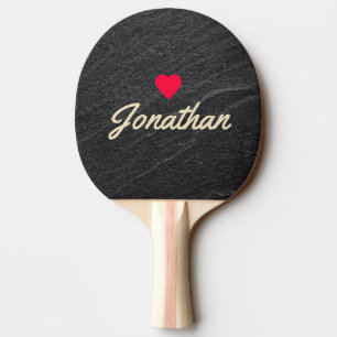 Raquette De Ping Pong Pierre de granit noir Signature cœur vintage