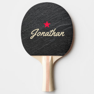 Raquette De Ping Pong Pierre de granit noir Signature étoile vintage