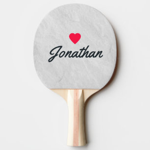 Raquette De Ping Pong Pierre de marbre blanc cœur vintage signature