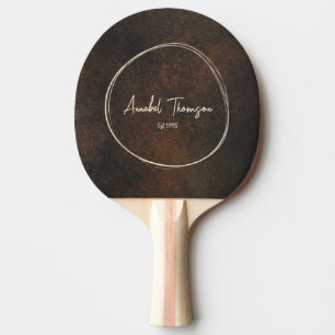 Raquette De Ping Pong Pierre Monazite Marron Foncé Nom dans Cercle Dessi