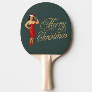 Raquette De Ping Pong Pin-up de Noël glamour vintage
