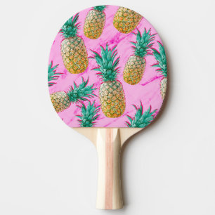 Raquette De Ping Pong Pineapples tropicales et Pink Marble Colorful