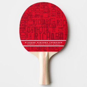 Raquette De Ping Pong Ping-paddle rouge moderne avec nom Ping Pong