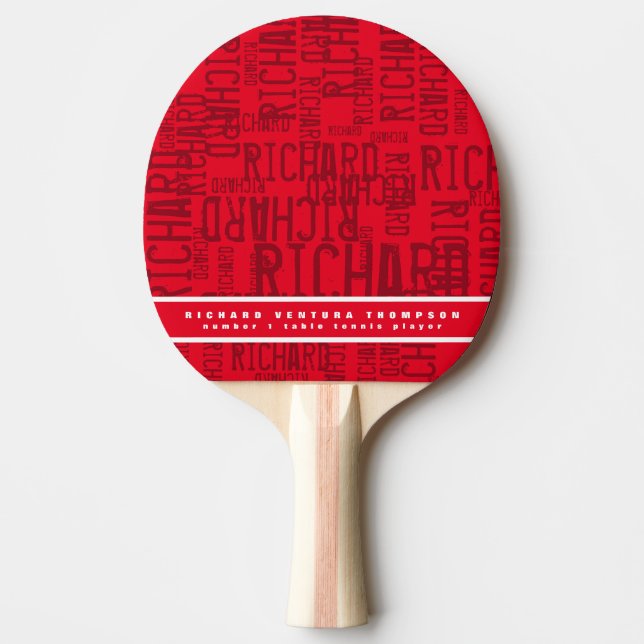 Raquette De Ping Pong Ping-paddle rouge moderne avec nom Ping Pong (Devant)
