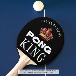 Raquette De Ping Pong Ping Pong King Couronne personnalisée Noir ou pers