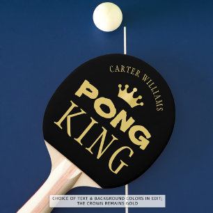 Raquette De Ping Pong PING PONG KING Personnalisé Editable Black Gold