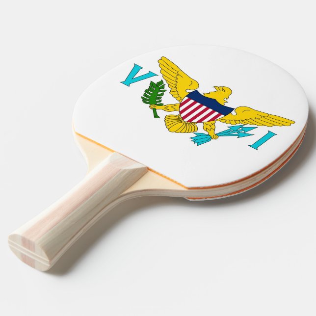 Raquette De Ping Pong Ping pong paddle avec Drapeau de Virgin Island, US (Devant Angle)