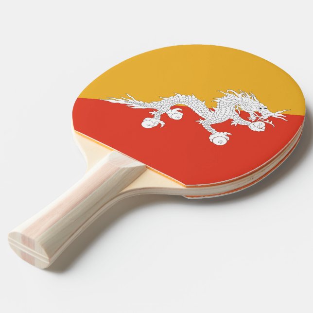 Raquette De Ping Pong Ping pong paddle avec drapeau du Bhoutan (Devant Angle)