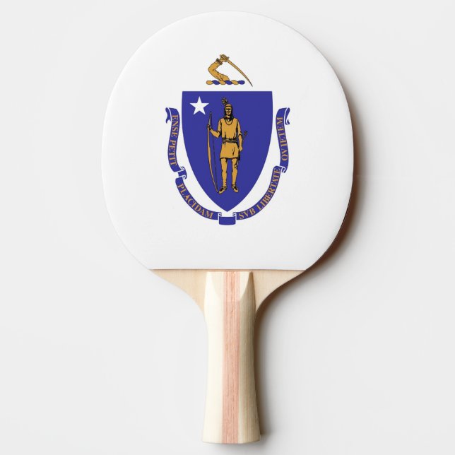 Raquette De Ping Pong Ping pong paddle avec Drapeau du Massachusetts, US (Dos)