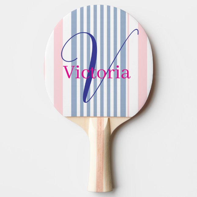 Raquette De Ping Pong Ping Pong Paddle Blue Pink & White Stripe (Devant)