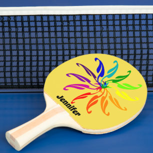 Raquette De Ping Pong Ping Pong Paddle - Feuilles et nom de la roue coul