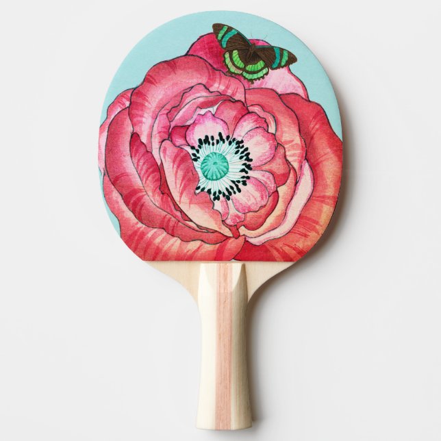 RAQUETTE DE PING PONG PING PONG PADDLE ORANGE POPPY AND BUTTERFLY (Devant)