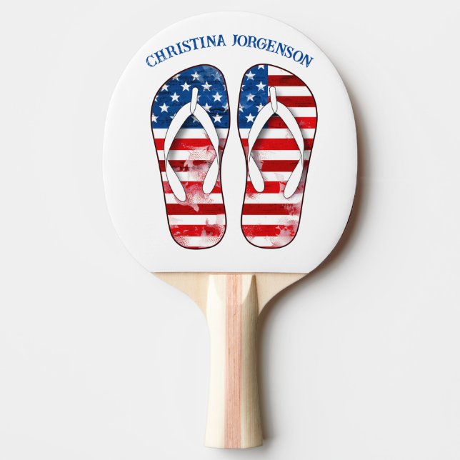Raquette De Ping Pong Ping Pong Paddle - Patriotic Flip Flop Design (Devant)