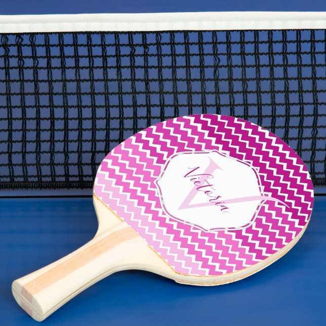 Raquette De Ping Pong Ping Pong Personnalisé Pink Ombre Chevron (Insitu)