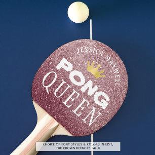 Raquette De Ping Pong PING PONG QUEEN Parties scintillant d'or Rose pers