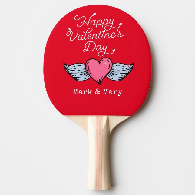Raquette De Ping Pong Ping Pong Saint Valentin avec coeur (Devant)