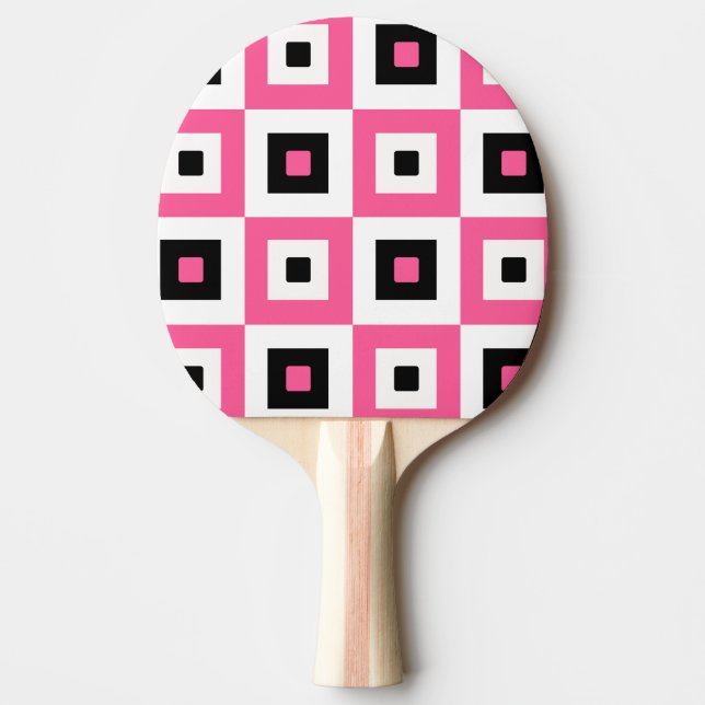 Raquette De Ping Pong Pink Black and White Checkered Squares Pattern (Devant)