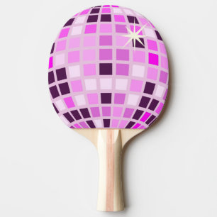 Raquette De Ping Pong Pink Lilac Purple Rétro Moderne Disco Ball