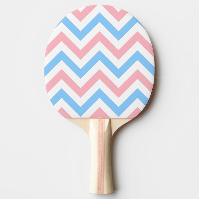 Raquette De Ping Pong Pink, Sky Blue, White Large Chevron Zig Zag (Devant)