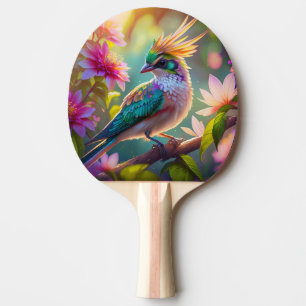 Raquette De Ping Pong Pinson à tête verte à crête dorée oiseau de fantai