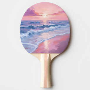 Raquette De Ping Pong Plage de barbe à papa   Peinture de vagues océaniq