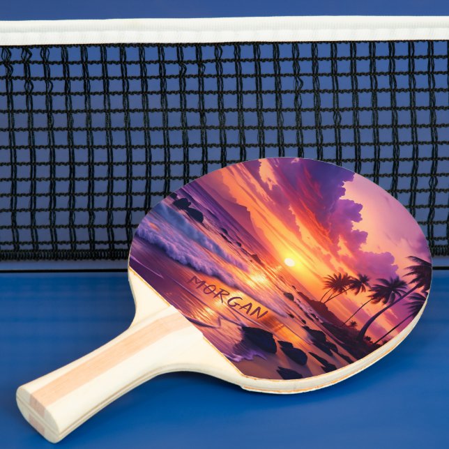 Raquette De Ping Pong Plage de coucher de soleil tropicale customisée -  (Insitu)