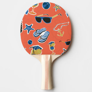 Raquette De Ping Pong Plage d'été : Relaxant Motif sans couture.