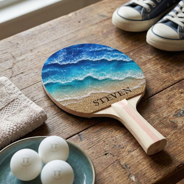 Raquette De Ping Pong Plage Faux Résine Époxy Côtière  (Créateur téléchargé)