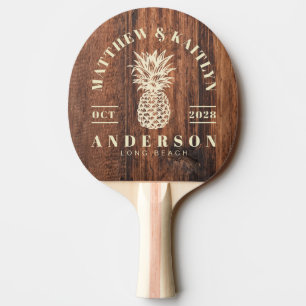 Raquette De Ping Pong Planche à Découper Usée Mariage Tropical Pineapple