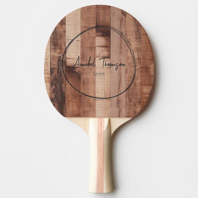 Raquette De Ping Pong Planche de bois de palette Nom dans le cercle dess (Devant)