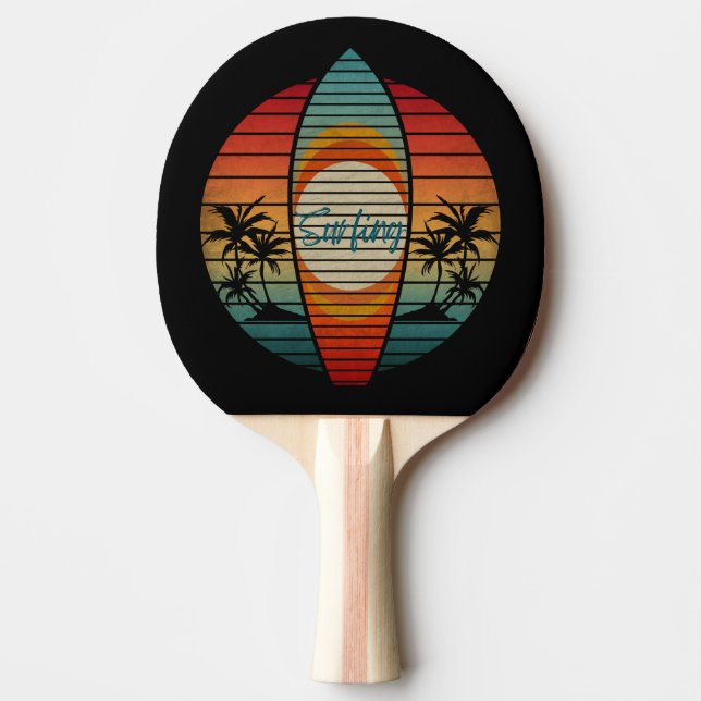 RAQUETTE DE PING PONG PLANCHE DE SURF ÉTÉ COUCHER DE SOLEIL PLAGE (Devant)