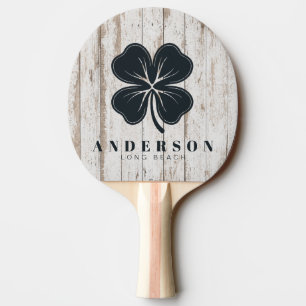 Raquette De Ping Pong Planche en bois blanchie à la chaux Trèfle à quatr