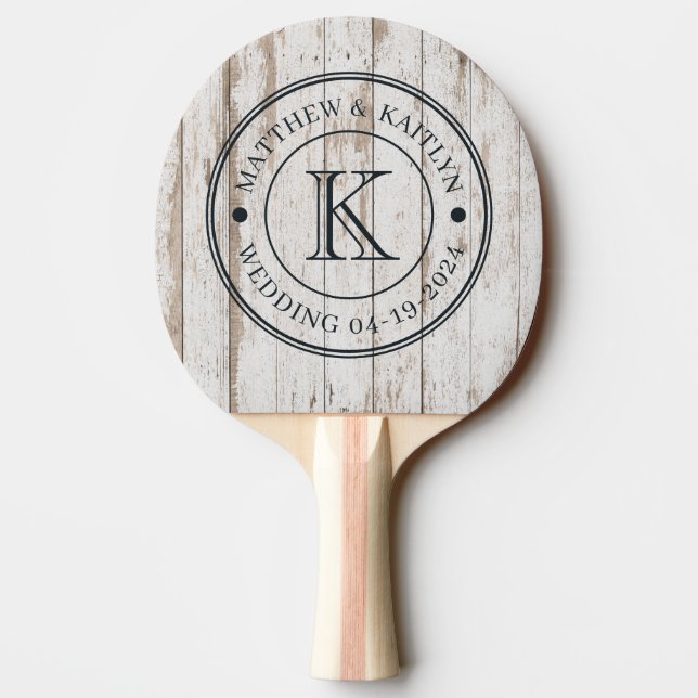 Raquette De Ping Pong Planches de bois blanchies à la chaux Monogramme d (Dos)