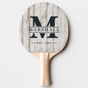 Raquette De Ping Pong Planches de bois blanchies à la chaux Monogramme e