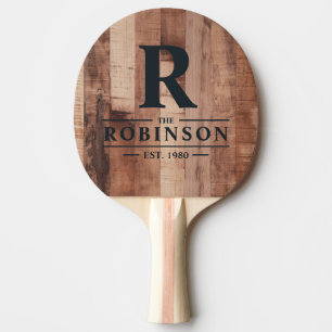 Raquette De Ping Pong Planches de Bois de Palette Nom de Famille & Initi