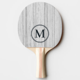 Raquette De Ping Pong Planches de bois grises vintage monogramme