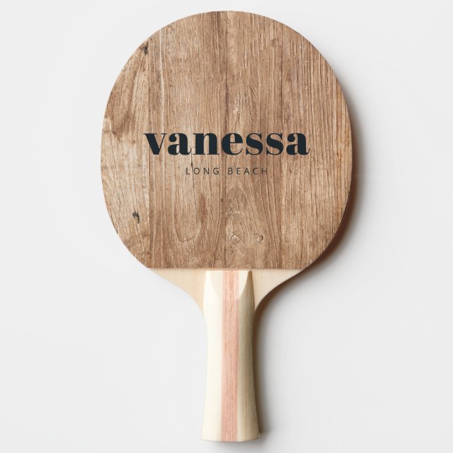 Raquette De Ping Pong Planches de Driftwood Minimal Moderne Nom Classiqu (Dos)