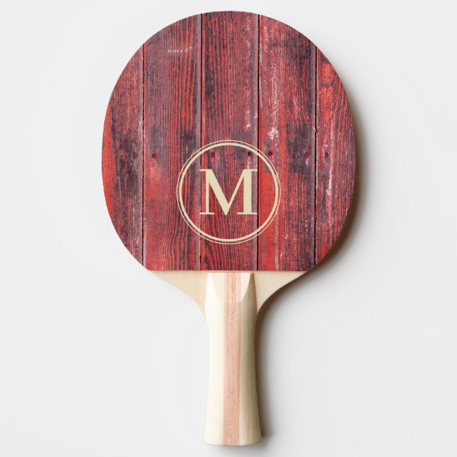 Raquette De Ping Pong Planches de grange en détresse Monogramme (Dos)