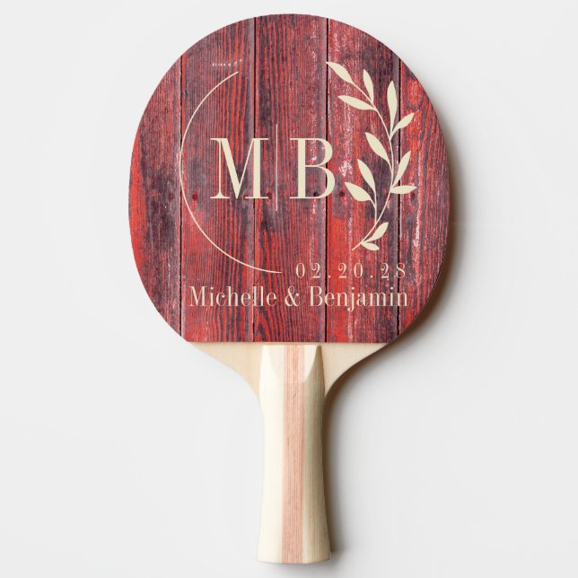 Raquette De Ping Pong Planches de grange en détresse Monogramme de maria (Dos)