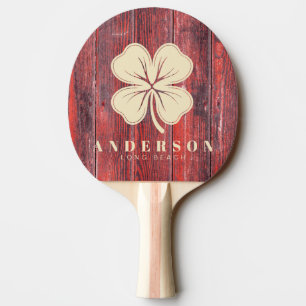 Raquette De Ping Pong Planches de grange en détresse Quatre feuilles de 