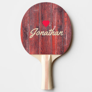 Raquette De Ping Pong Planches de grange en détresse Signature cœur vint