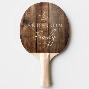 Raquette De Ping Pong Planches de plancher de grange avec nom de famille