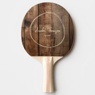 Raquette De Ping Pong Planches de plancher de grange Nom dans le cercle 